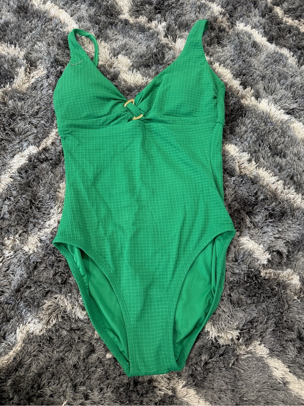 Time and Tru Emerald Green One-Piece Swimsuit with Front Ring